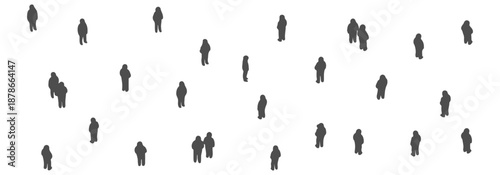 Sparse crowd silhouette CAD blocks, few people spread apart, architectural plan style, vector – Professional Architectural CAD Collection