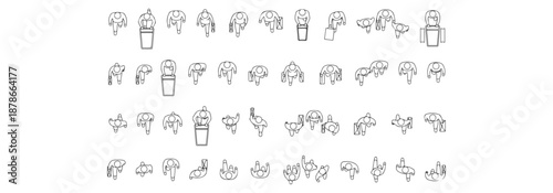 Top view detailed shopping people CAD blocks, customers walking carrying bags, architectural plan symbols, clean black outline, vector – Professional Architectural CAD Collection