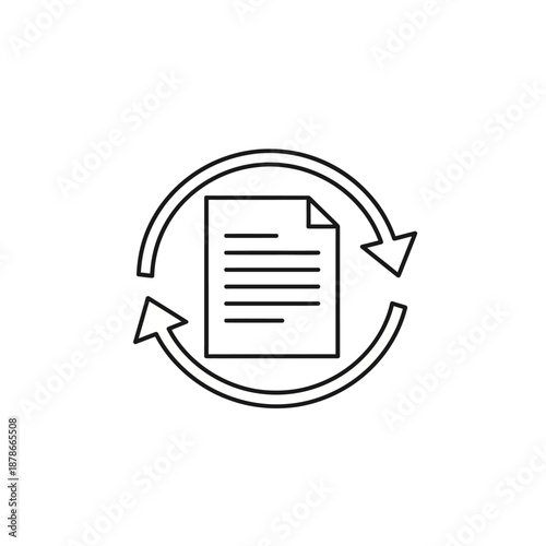Document Recycling Concept Icon in Modern Line Art Style for Eco-friendly Messaging