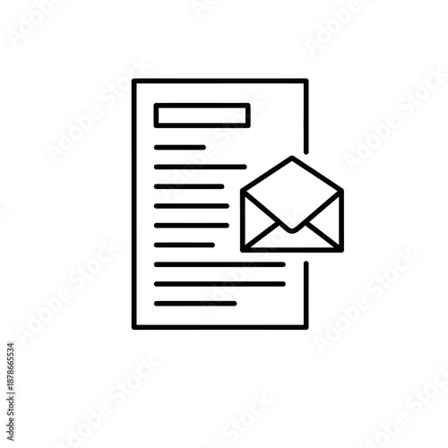 Document with Attached Envelope for Business Correspondence and Mail Communication