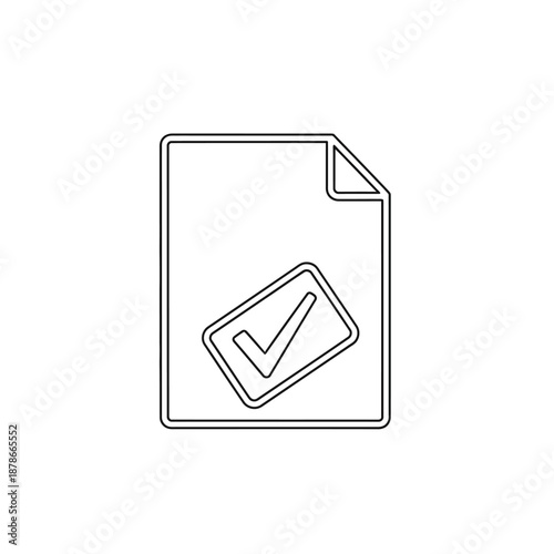 Document with Checkmark Icon for File Confirmation and Approval