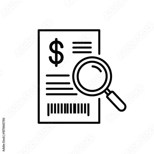 Financial Document With Magnifying Glass Illustration for Business and Finance