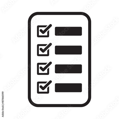 Checklist icon with four checkboxes and lines for notes