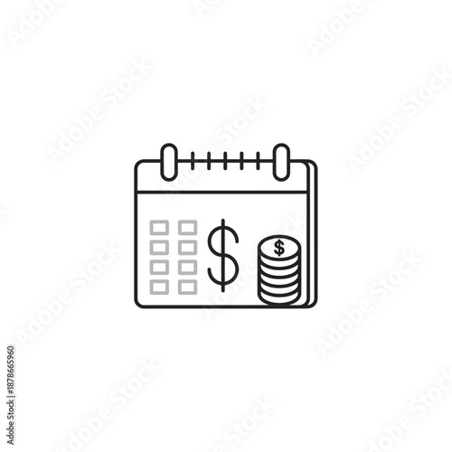 Financial Planning Calendar with Dollar Sign and Coin Stack Illustration