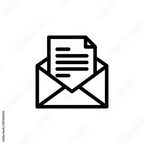 Illustration of an Envelope with a Document Inside for Communication and Messaging