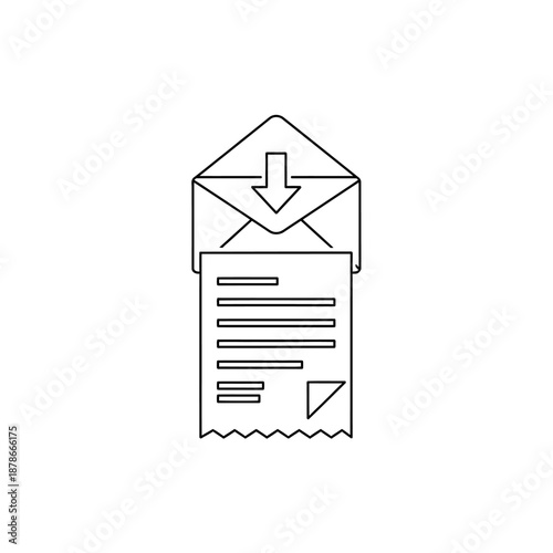 Illustration of Download Icon with Document and Arrow for Digital File Access