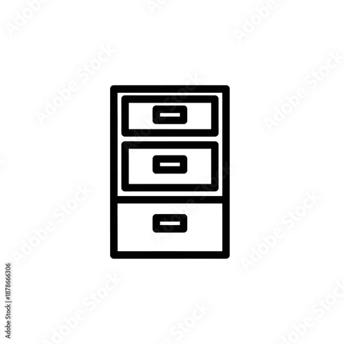 Minimalist Black and White File Cabinet Illustration for Office Organization