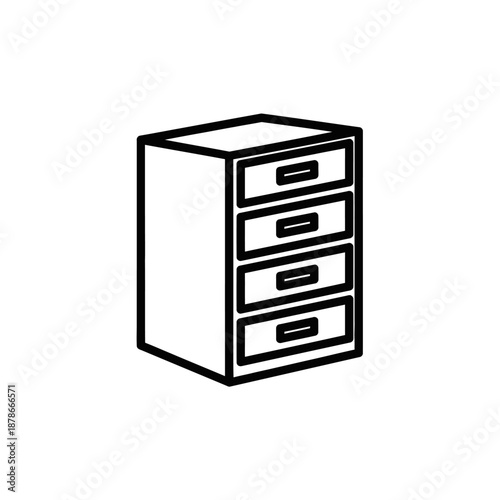 Minimalist Black and White Office Filing Cabinet Illustration for Business Use