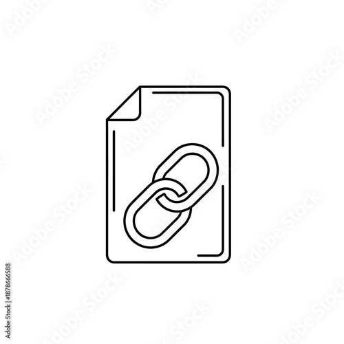 Minimalist Document Icon with Chain Link Concept for Digital Files and Attachments