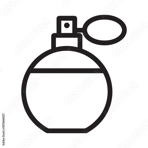 a black and white icon of a perfume bottle with a spray nozzle