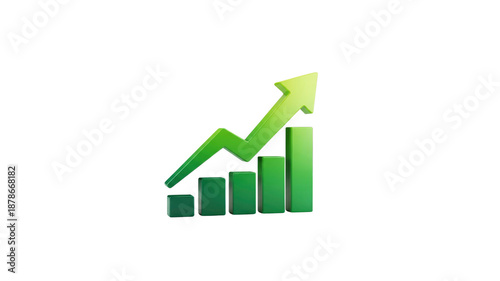 Free Download Green arrow and bars show growth on Transparent Background - GFXLoad