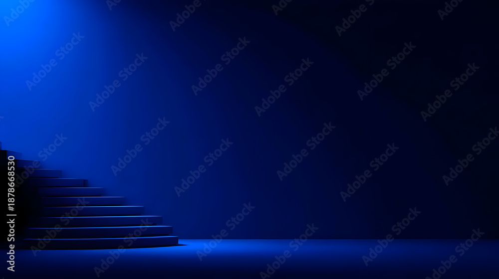 Obraz premium growth image with stairs made of light leading upward, symbolizing success, ambition, and career progress