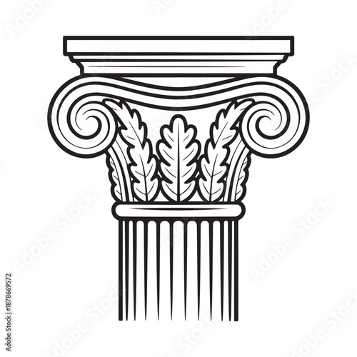 Detailed illustration of a classical ionic column capital with ornate details
