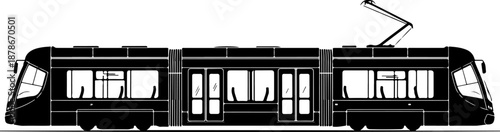 Modern Tram silhouette vector illustration