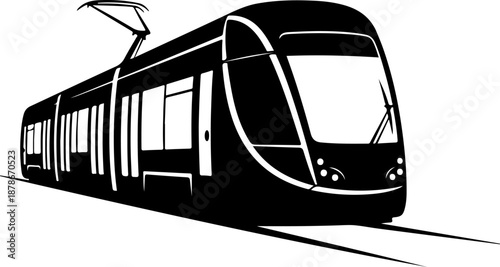 Modern Tram silhouette vector illustration