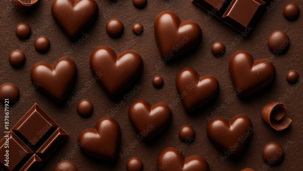 Fototapeta premium Heart-shaped chocolates on display.