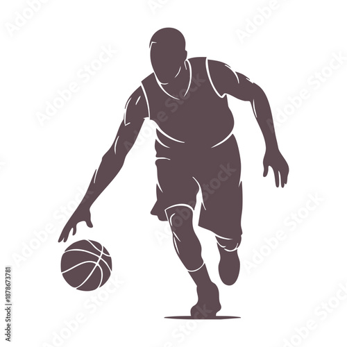 Basketball Player Dribbling Vector Set: Vintage Style Athletic Silhouettes and Sport Action Poses for Jersey Design and Team Branding