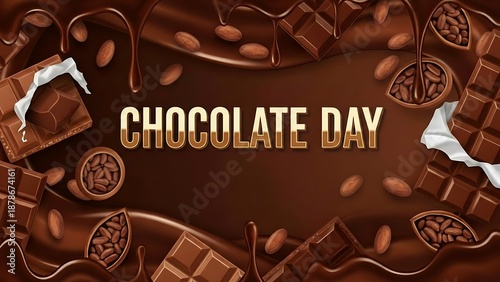 Celebrating Chocolate Day with assorted chocolates and almonds in a rich Image 5 scene