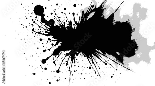 A striking black and white abstract composition with dominant negative space, minimalist design,