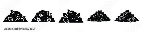 autumn leaf pile icon set, black color and white background silhouette vector icon set, black color and white background