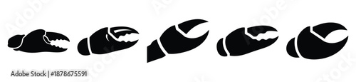 crab claw silhouette vector icon set, black color and white background