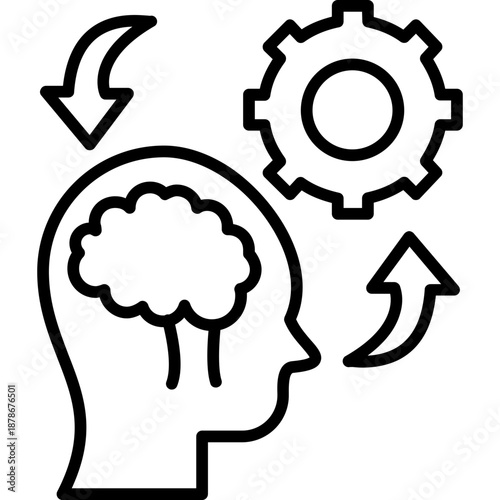 Head with arrows and gear Icon