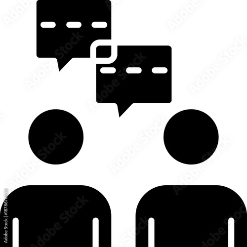 Two people with speech bubbles mentoring concept Icon