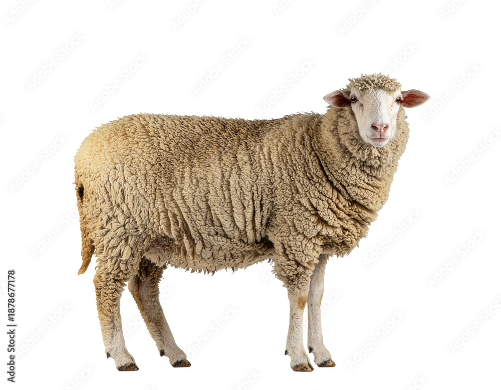 Obraz premium Sheep with thick woolly fleece standing
