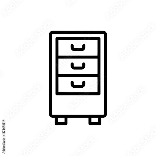 Minimalist Office Drawer Icon for Furniture and Storage Concepts