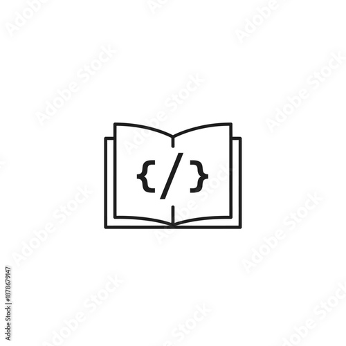 Open Book with Programming Code and Text for Educational and Learning Content