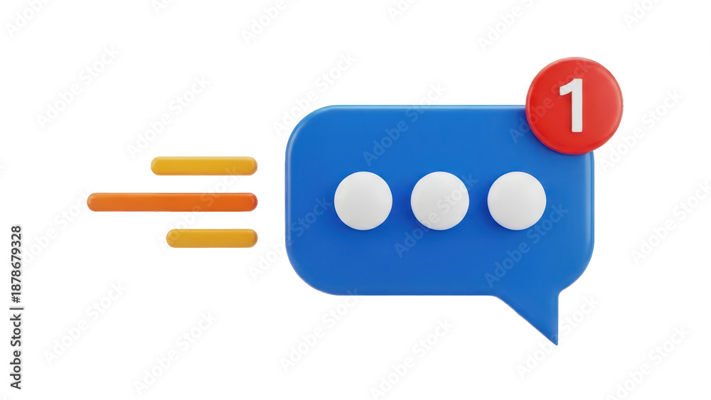 Fototapeta premium 3D chat message notification icon with ongoing typing indicator and unread count badge