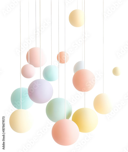 Wallpaper Mural Rounded shapes hang down from above, creating a bubble-style baby mobile. This design is suitable for a nursery setting and features a transparent background Torontodigital.ca