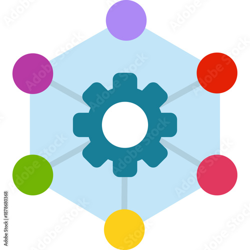 Connected nodes with gear Icon