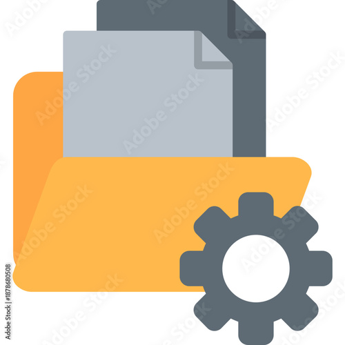 Folder with document and settings gear Icon