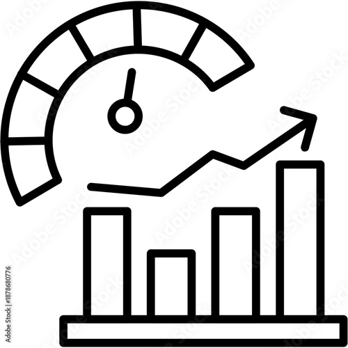Gauge with upward chart Icon