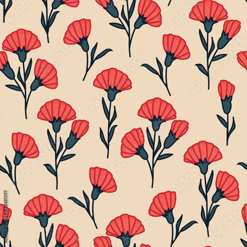 Seamless elegant pattern with flowers. Print for textile, wallpaper, covers, surface. Retro stylization. For fashion fabric.