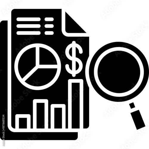 Document with chart and magnifier Icon