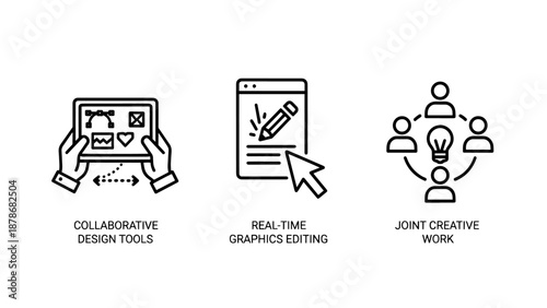 Creative Collaboration Icons for Collaborative Design Tools and Real-Time Graphics Editing