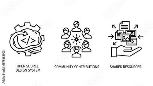 Open Source Design System and Community Contributions Icons for Shared Resources and Collaborative Software Development
