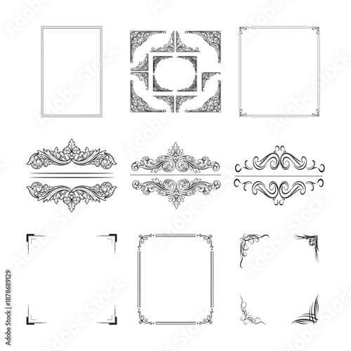 Vintage Ornamental Frames and Borders Vector Set – Elegant Decorative Design Elements ( 1 )