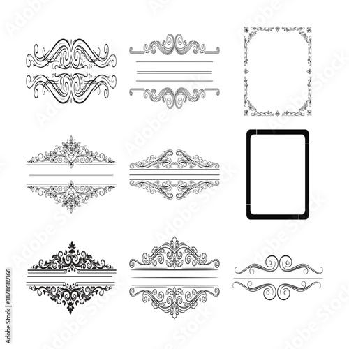 Vintage Ornamental Frames and Borders Vector Set – Elegant Decorative Design Elements ( 11 )
