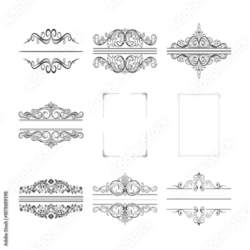 Vintage Ornamental Frames and Borders Vector Set – Elegant Decorative Design Elements ( 19 )