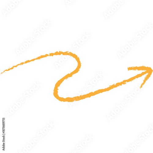 Hand drawn arrow. Doodle arrow in crayon style. Vector illustration isolated on white.