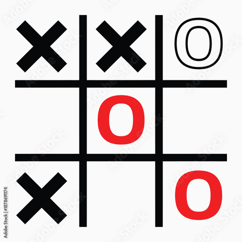 Tic tac toe game board with winning condition