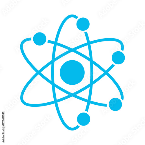 Abstract representation of an atom with electrons orbiting the nucleus, symbolizing science, education, and research concepts