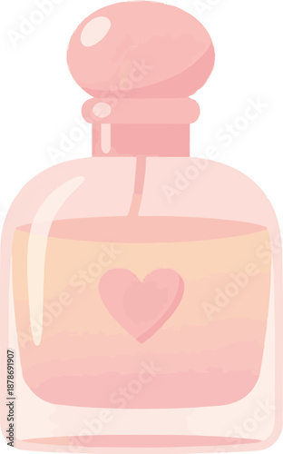 Pink Perfume Bottle with Heart Icon Vector