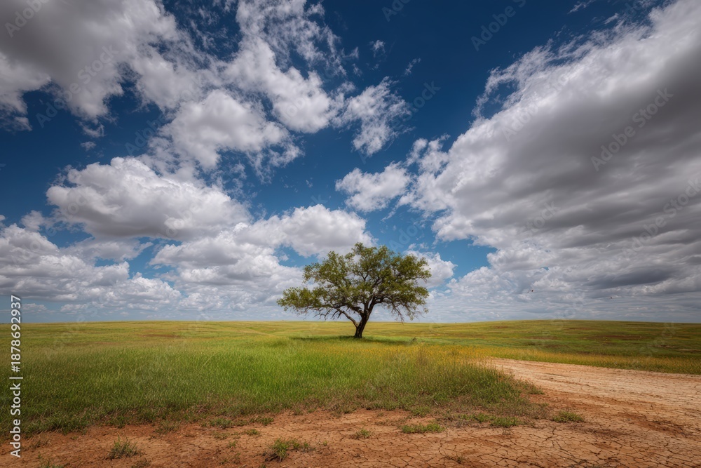 Fototapeta premium Lonely Tree in Vast Field
