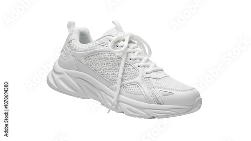 Φωτογραφία All-white running shoe PNG isolated on transparent background, stylish and comfo