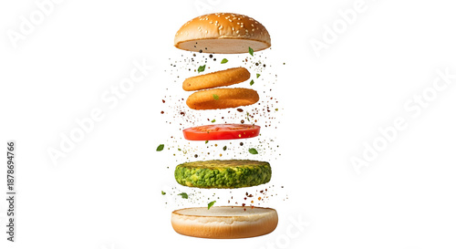 Flying Veggie Burger | Levitating Food Photography | flying