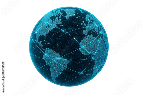 Digital global network earth technology concept isolated on transparent background